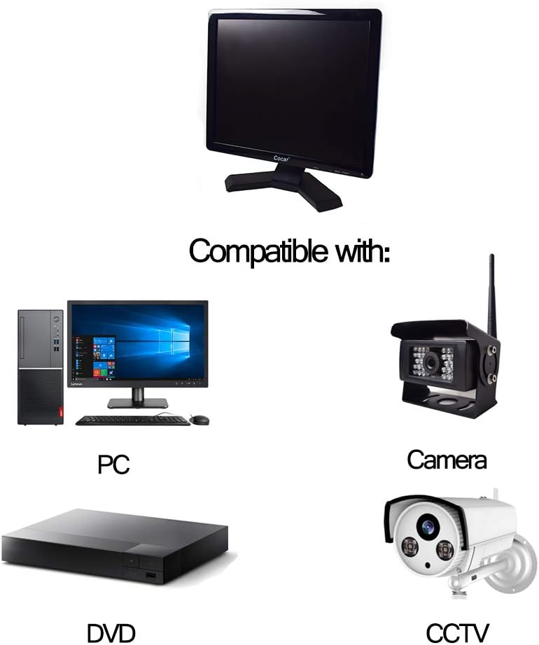 17 inch CCTV Monitor with VGA HDMI AV BNC Audio Ports, Built-in Speaker 4:3 HD Display LCD Security Screen C857571