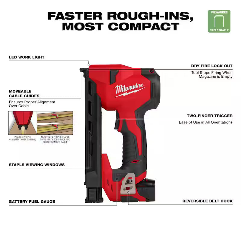 12-Volt Cordless Cable Stapler Nailer Kit with Battery, Charger and Bag T999483