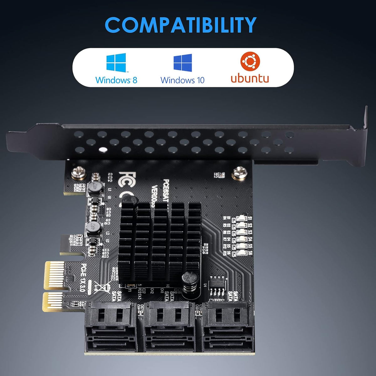 PCIe SATA Card 8 Ports Expansion Card I22206