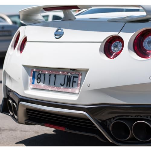 2 Hole Stainless Steel Crystal Diamond License Plate Frame O4663