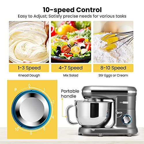 650W 6 Quart Tilt-Head Stand Mixer with Beater, Dough Hook and Wire Whip H307