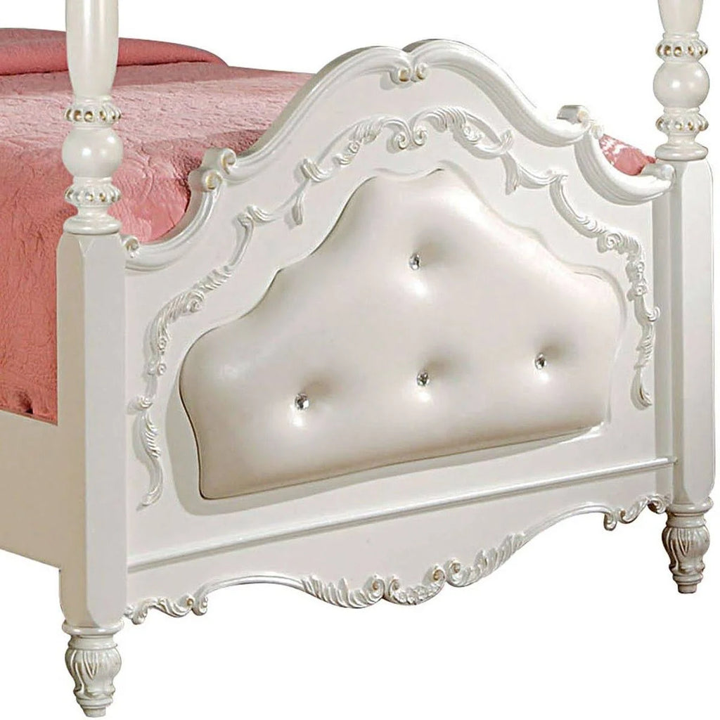 Pearl White Full Poster Bed A797