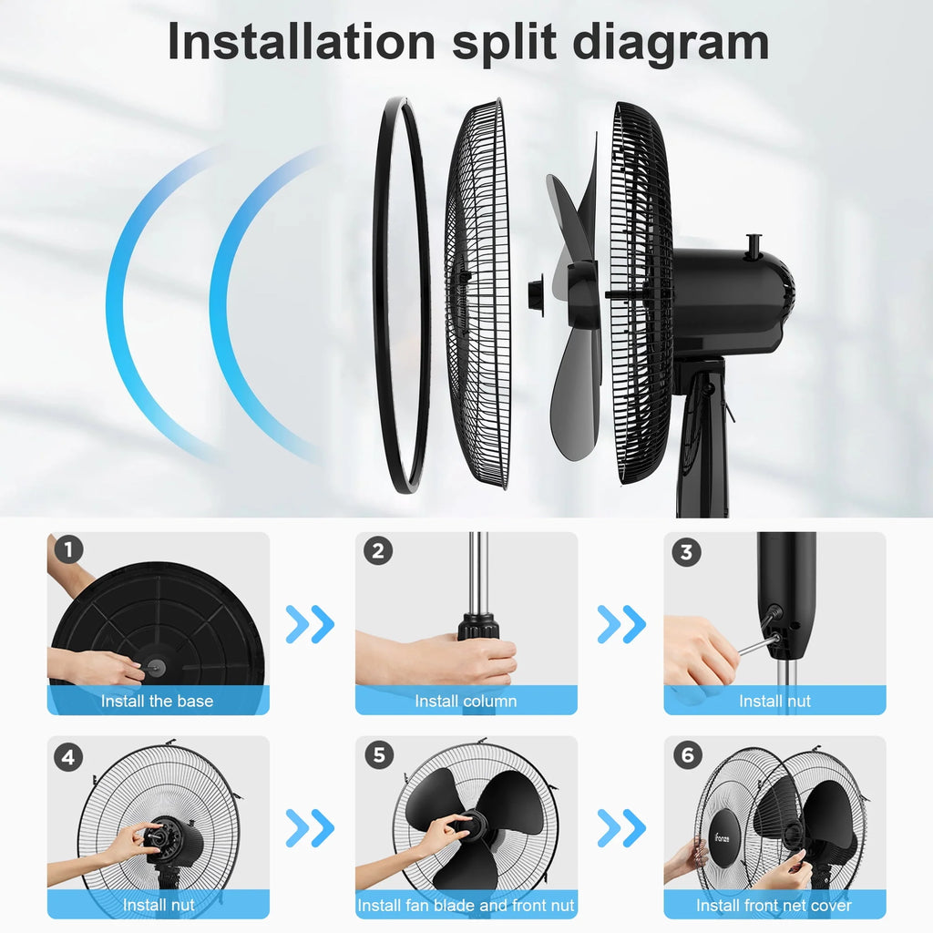 16'' Pedestal Oscillating Fan with Remote Control A8355