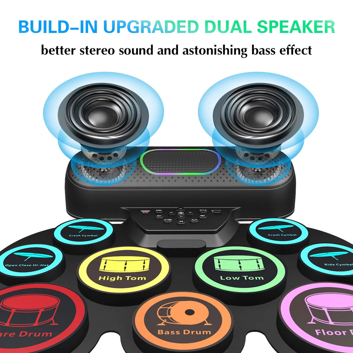 Electronic Drum Set 9 Pads Portable MIDI Roll-up Drum Kit Y423