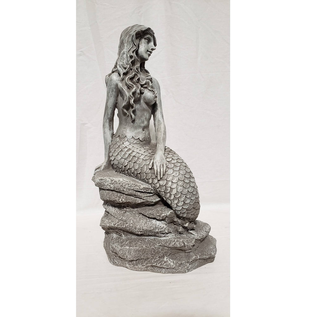 Gray Whitewashed Ceramic Mermaid Statue G14598