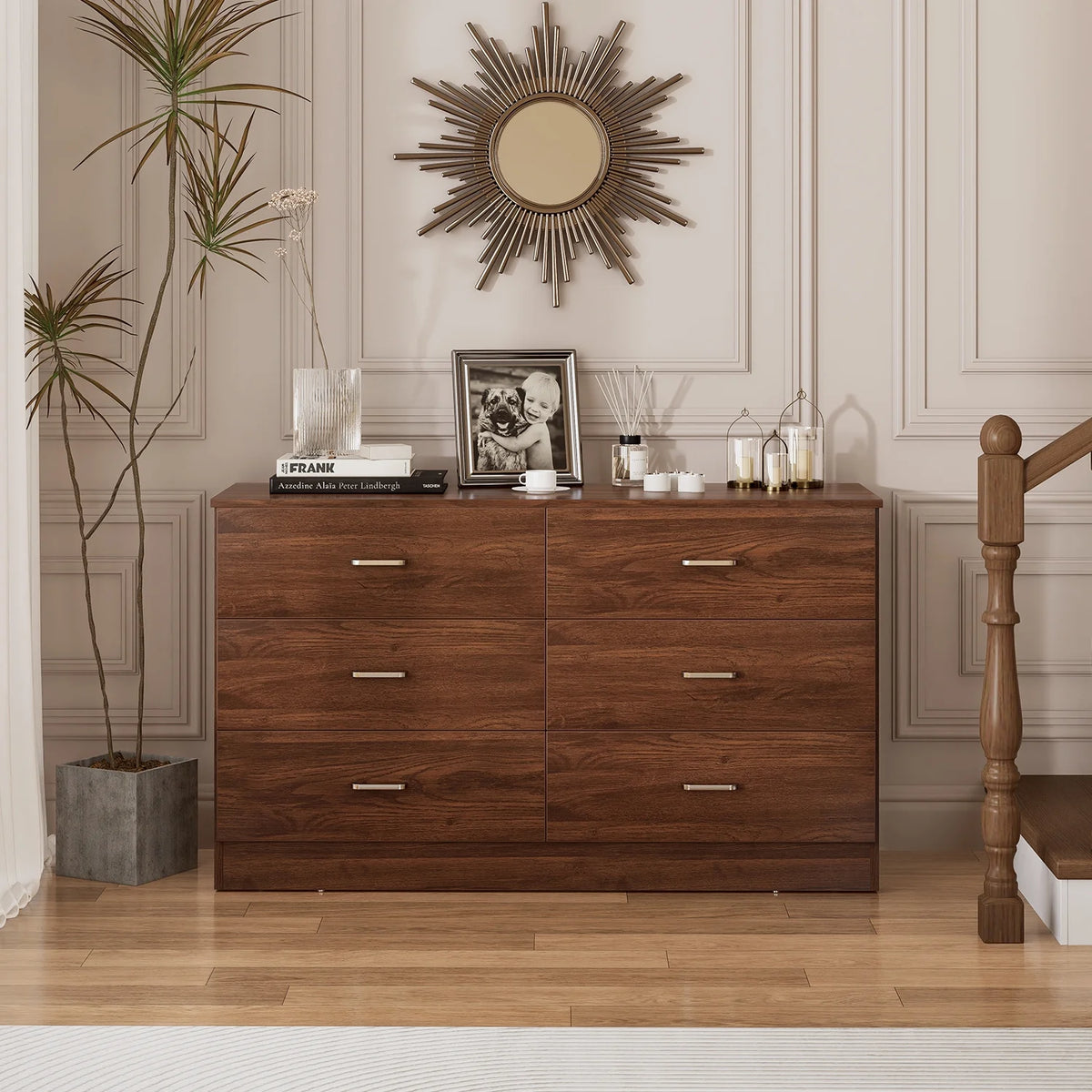 White 6 Drawer Wood Double Dresser Z3402