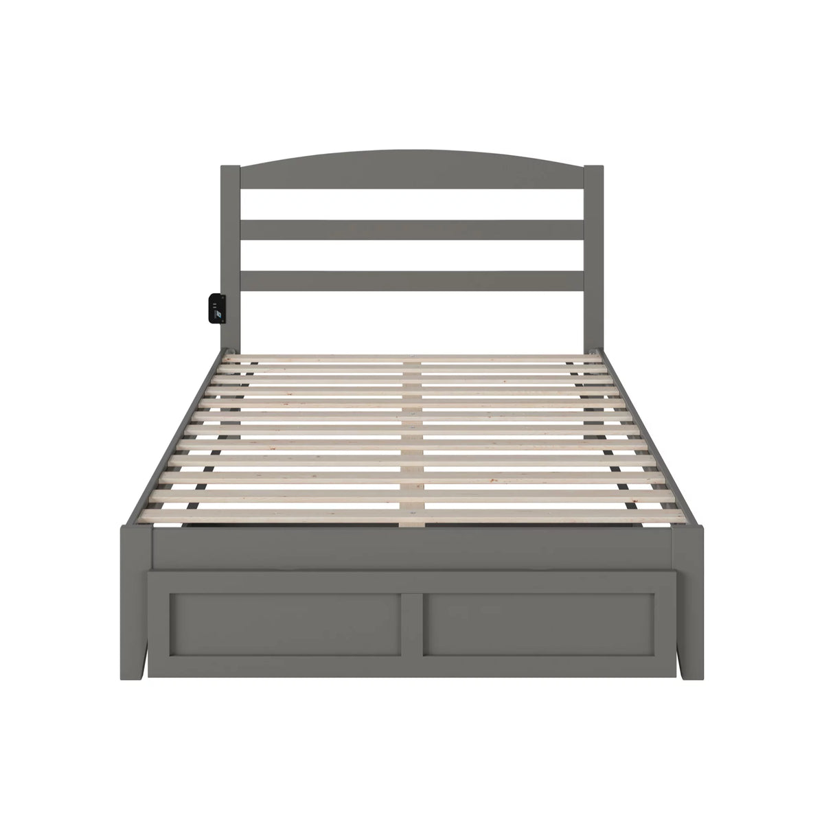 Solid Wood Full Bed with Drawer in Gray P802