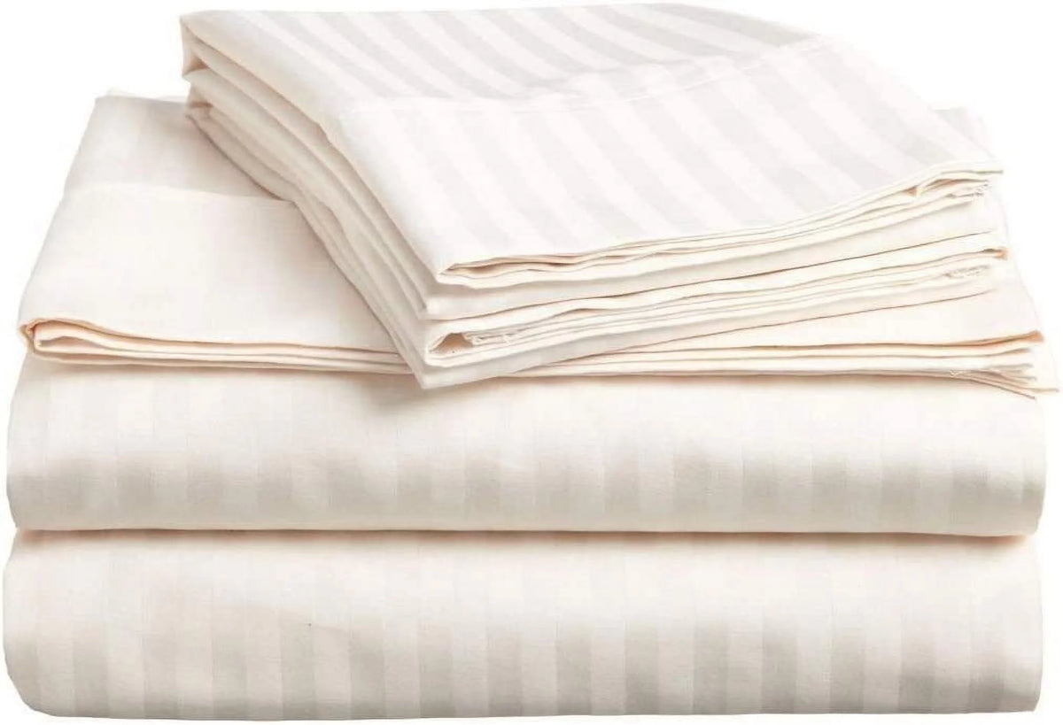 Pure Pima Cotton 4-Piece Bed Sheets Set Queen Size Sateen Weave Ivory V378