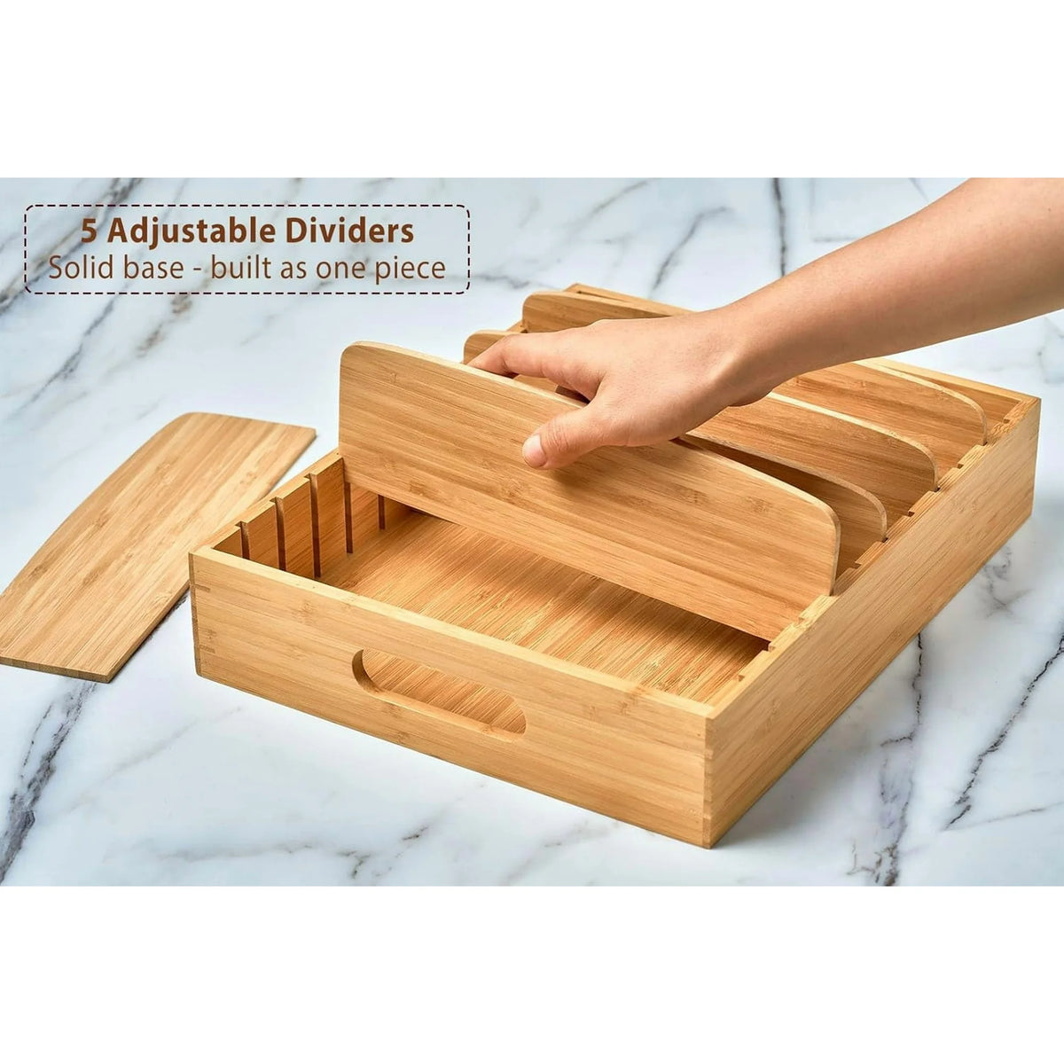 Bamboo Drawer Caddy with Adjustable Dividers Q68710
