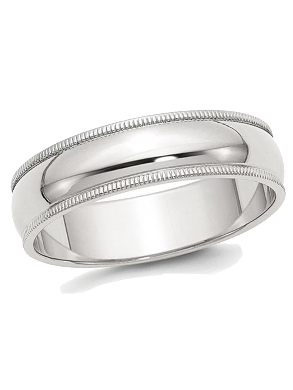 Sterling Silver 6mm Milgrain Wedding Band Ring T67809