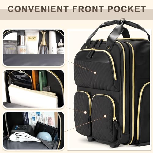 Black Gold Underseat Carry On Luggage with Wheels U516
