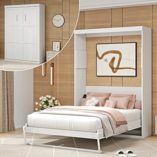 White Full Murphy Bed L507