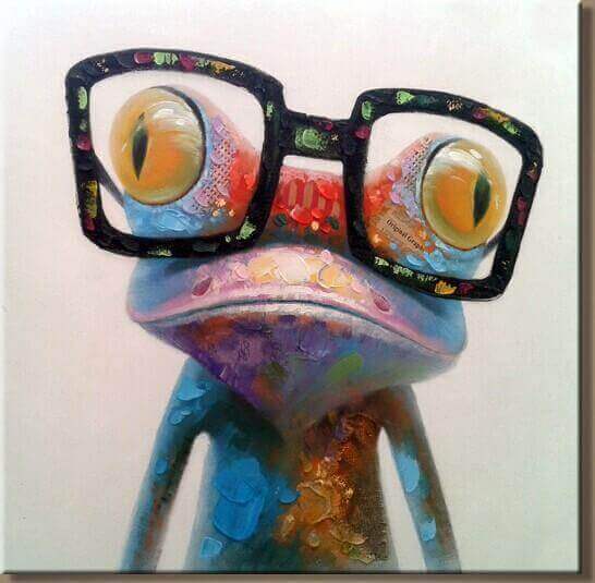 Frog with Glasses Canvas Painting Wall Art V506426