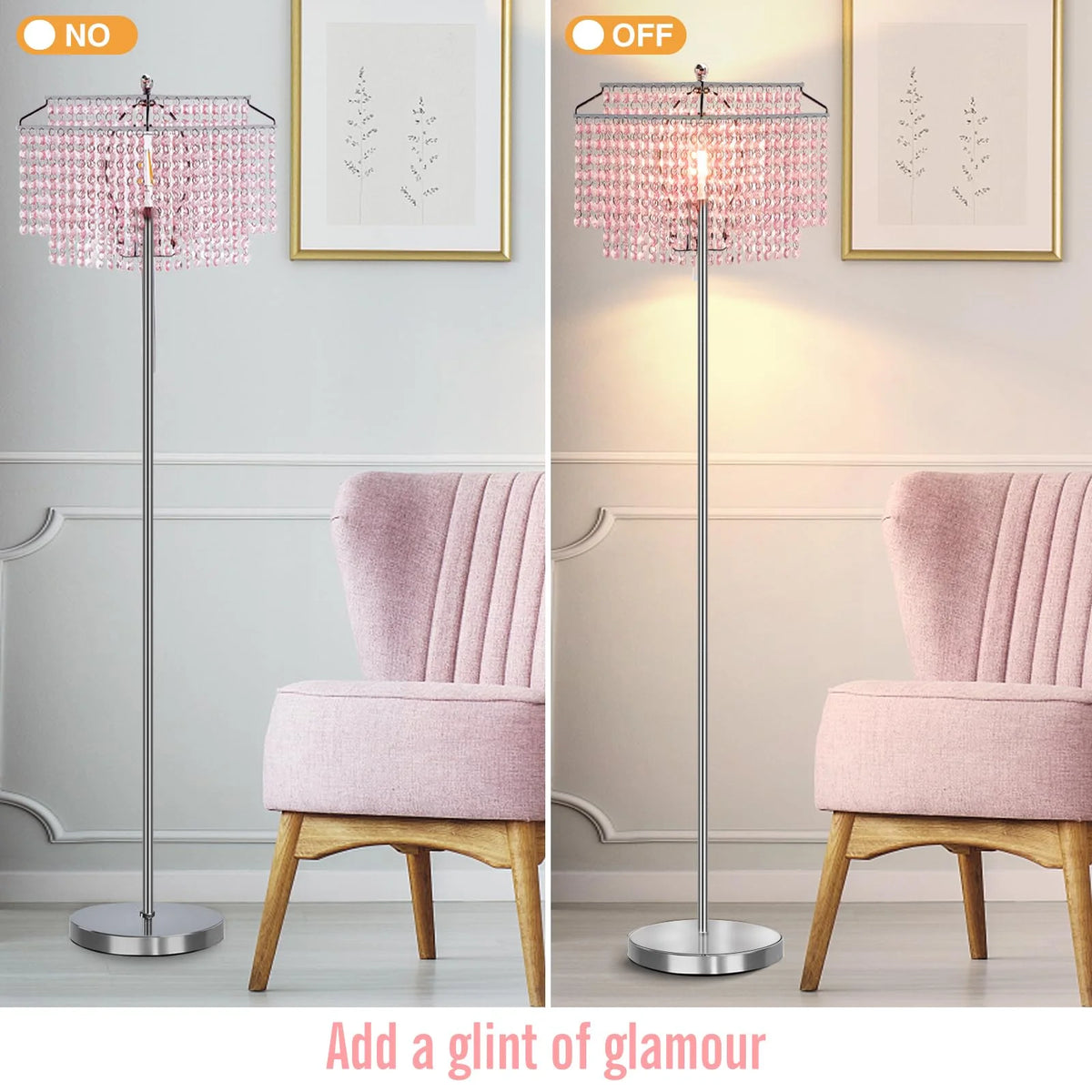 Pink Crystal Metal Floor Lamp N78107