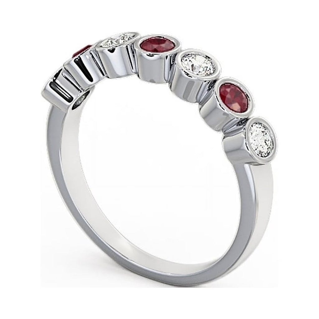 14K White Gold Ruby Diamond Eternity Band P2347