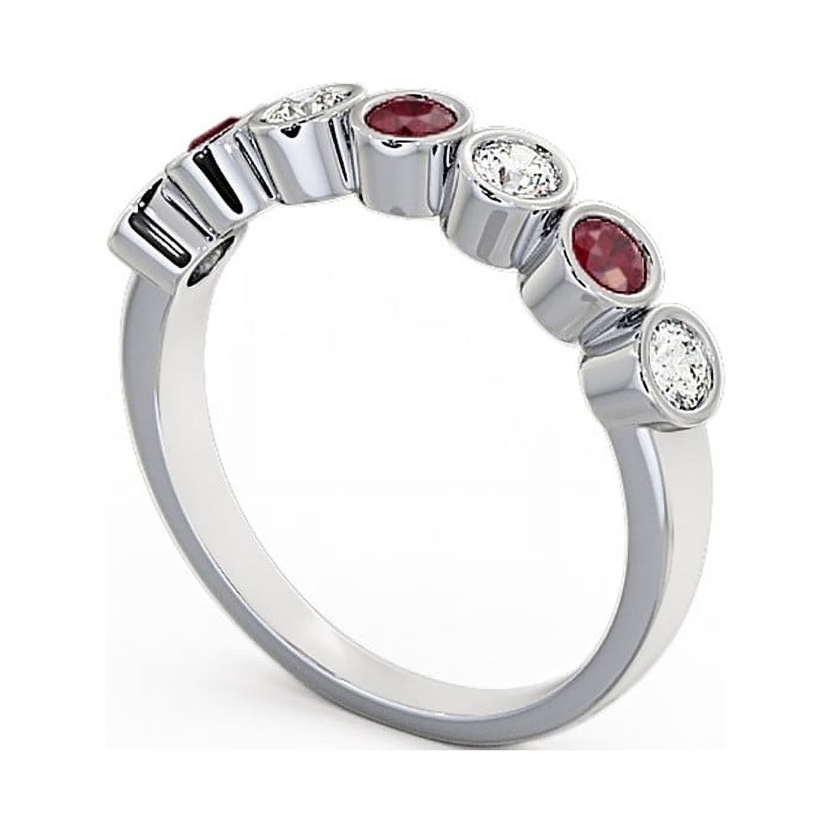 14K White Gold Ruby Diamond Eternity Band P2347