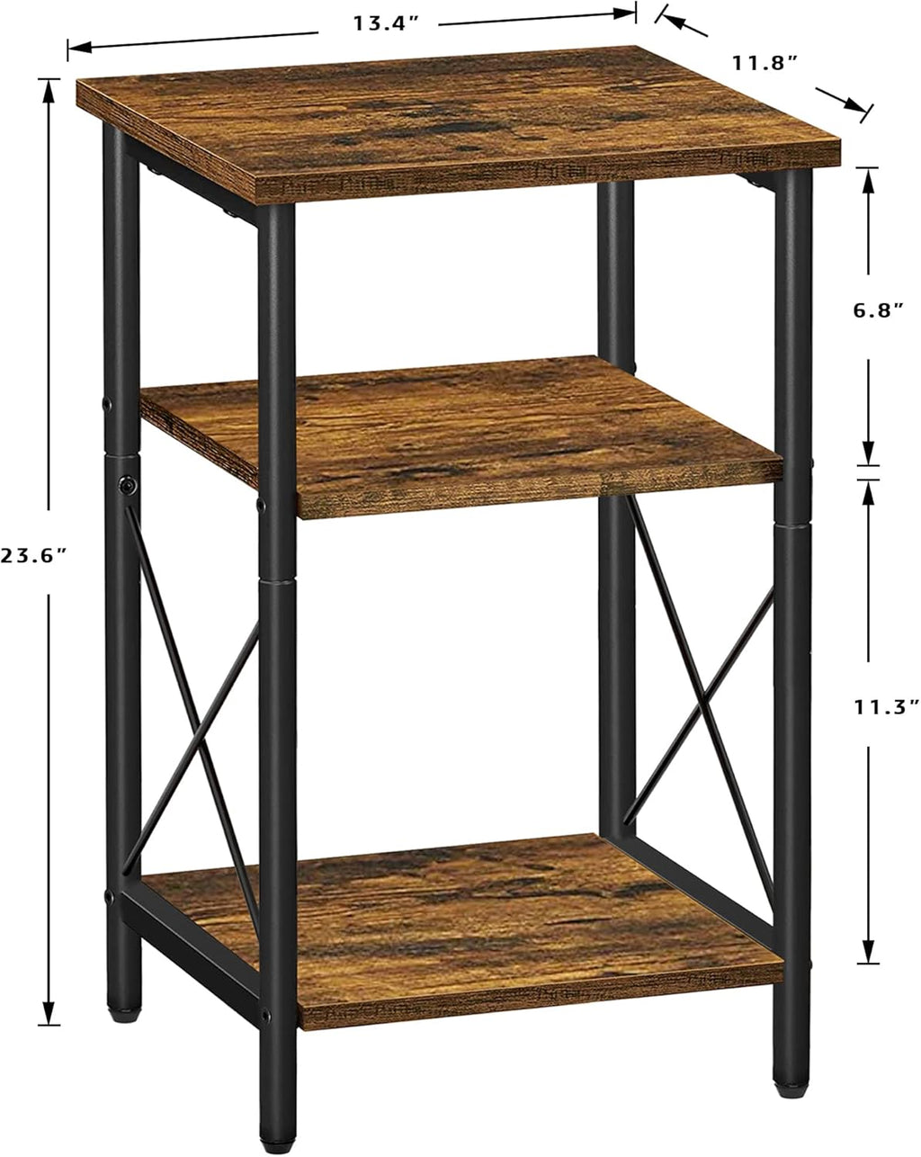 3-Tier End Table with Charging Station and USB Ports U1606