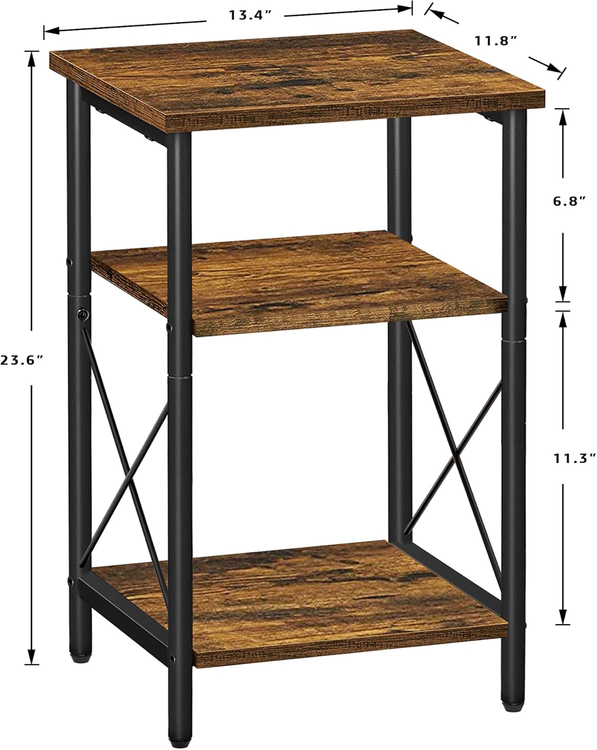 3-Tier End Table with Charging Station and USB Ports U1606