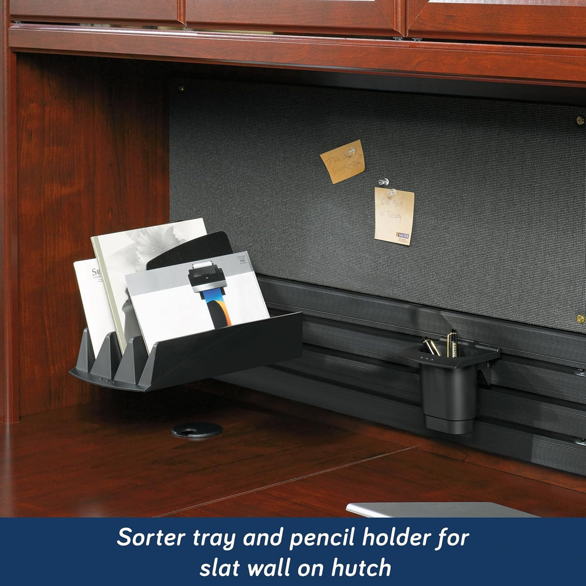 L-Shaped Desk with Hutch, Classic Cherry Y59331