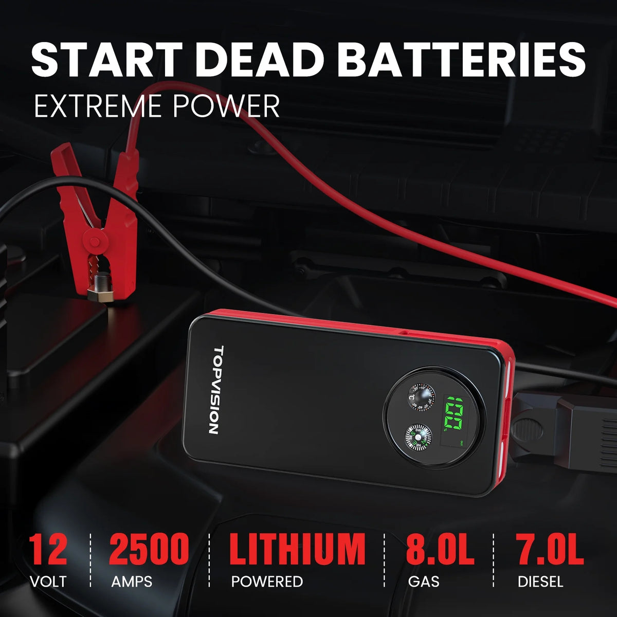 12V Car Jump Starter with Dual USB Quick Charge and DC Output C906