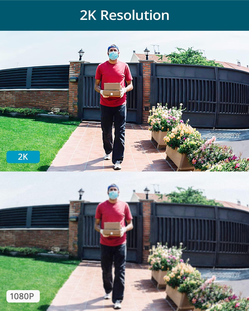 Wireless Battery-Powered Video Doorbell with 2K Resolution and 120-Day Battery Life Y762