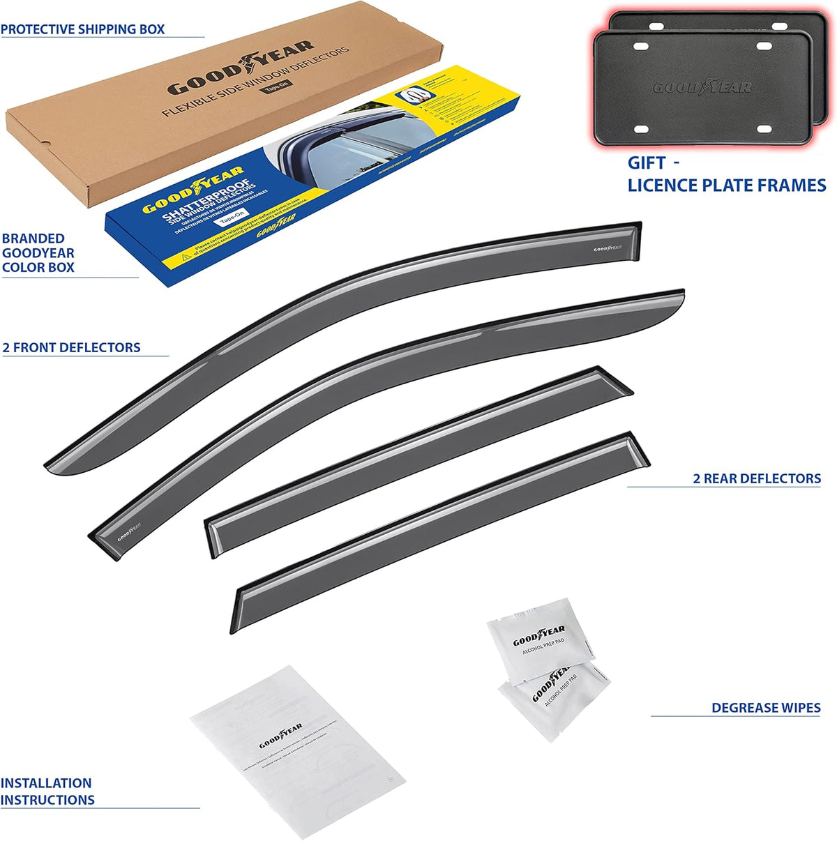 4pcs Tape-on Window Deflectors A125
