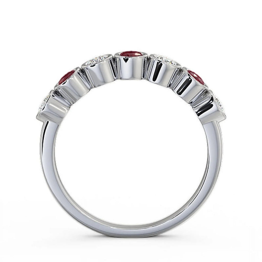 14K White Gold Ruby Diamond Eternity Band P2347