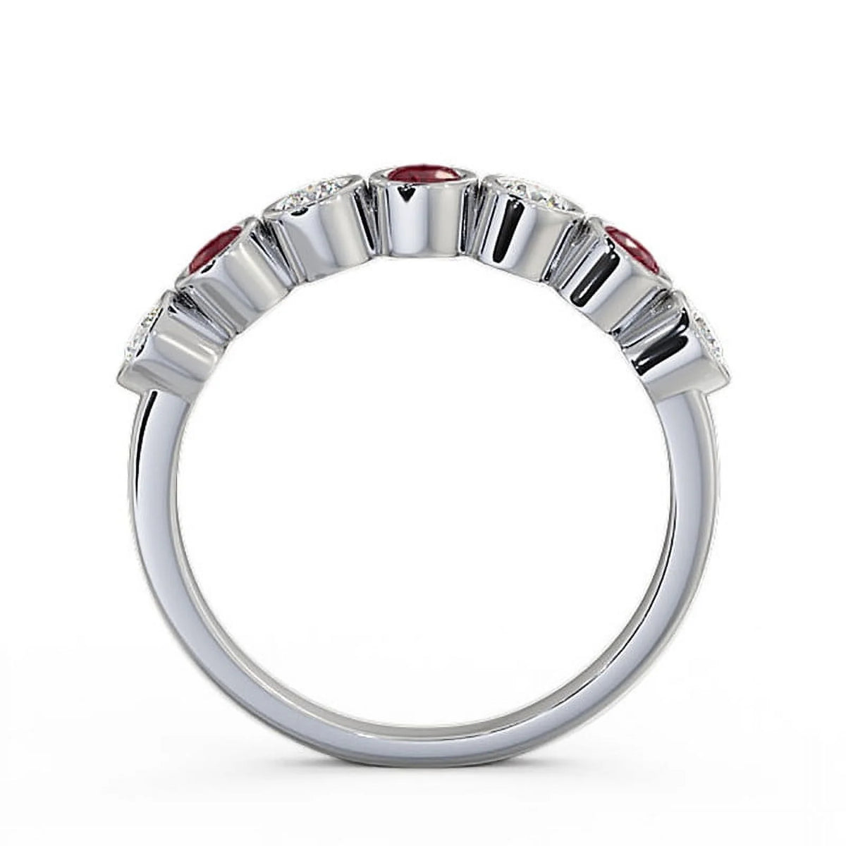 14K White Gold Ruby Diamond Eternity Band P2347