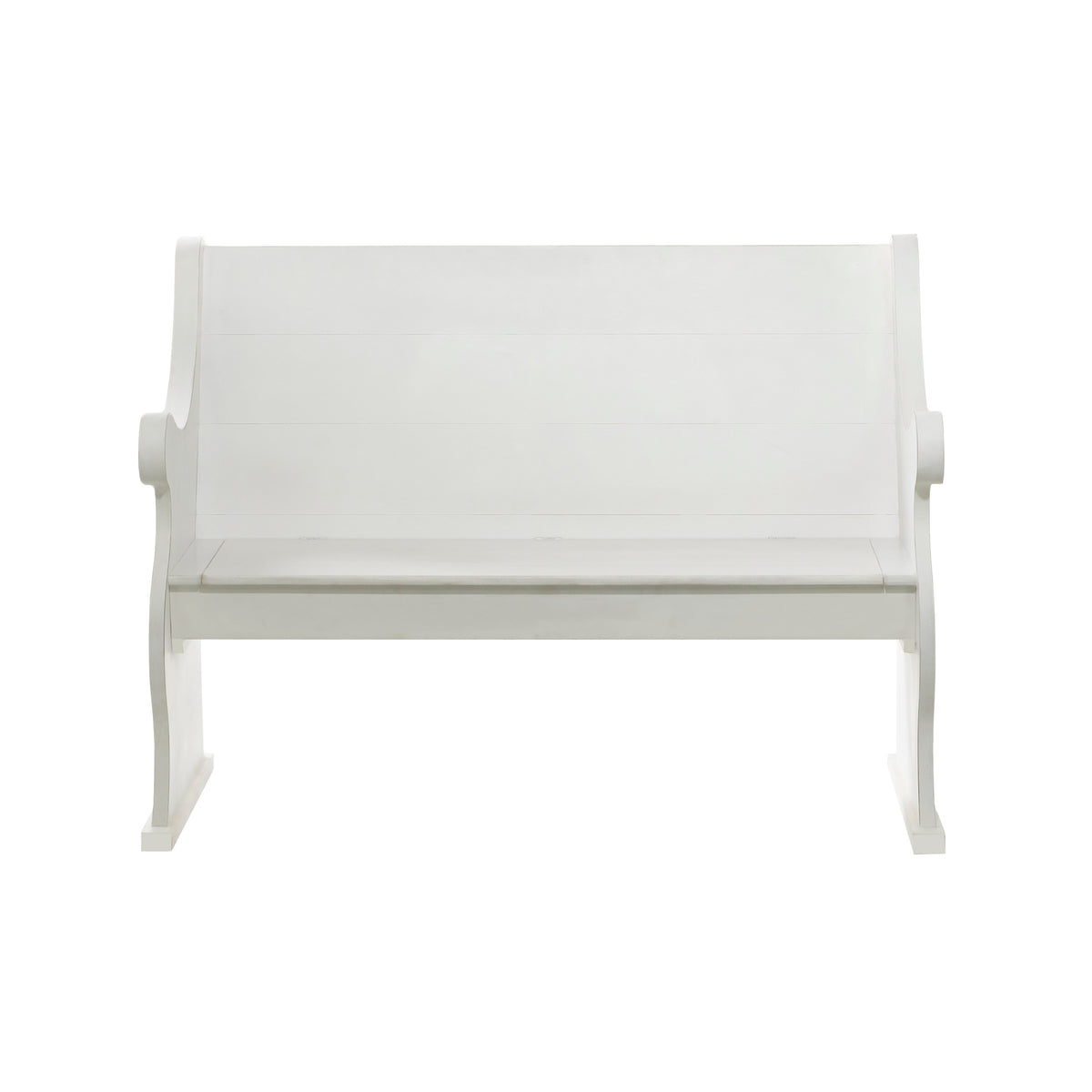 White Wood Storage Bench with Scrolled Armrests C13283