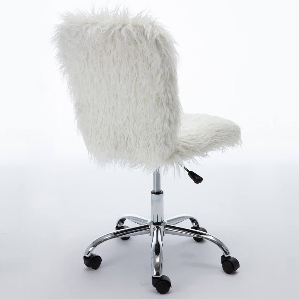 White Faux-Leather Armless Office Chair J401