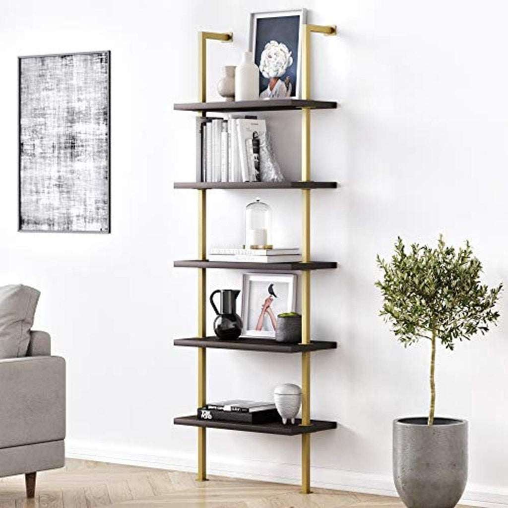 5-Shelf Oak Wood Modern Bookcase E496