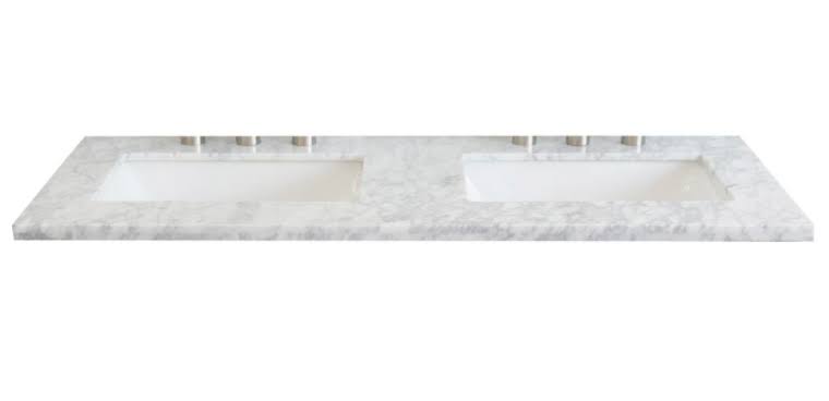 49 inch Carrara Marble Countertop with Double Rectangular Sink L577