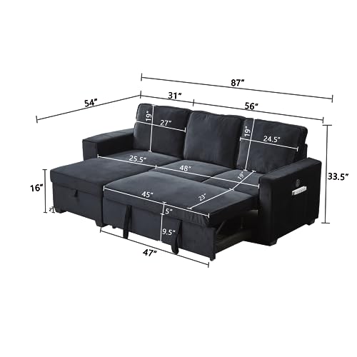 Brown Velvet L-Shaped Sectional Sofa with Storage Chaise H5550