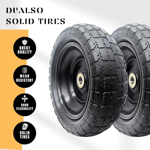 10-Inch Solid Flat Free Replacement Tire and Wheel with 5/8” Axle Bore Hole K20550
