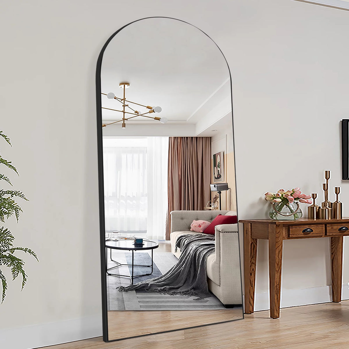 71"x28" Black Arched Full Length Mirror U19996
