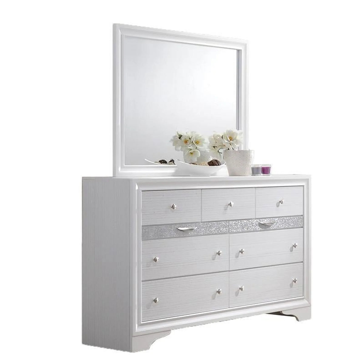 White 5 Piece Bedroom Set with Eastern King Platform Bed K66335