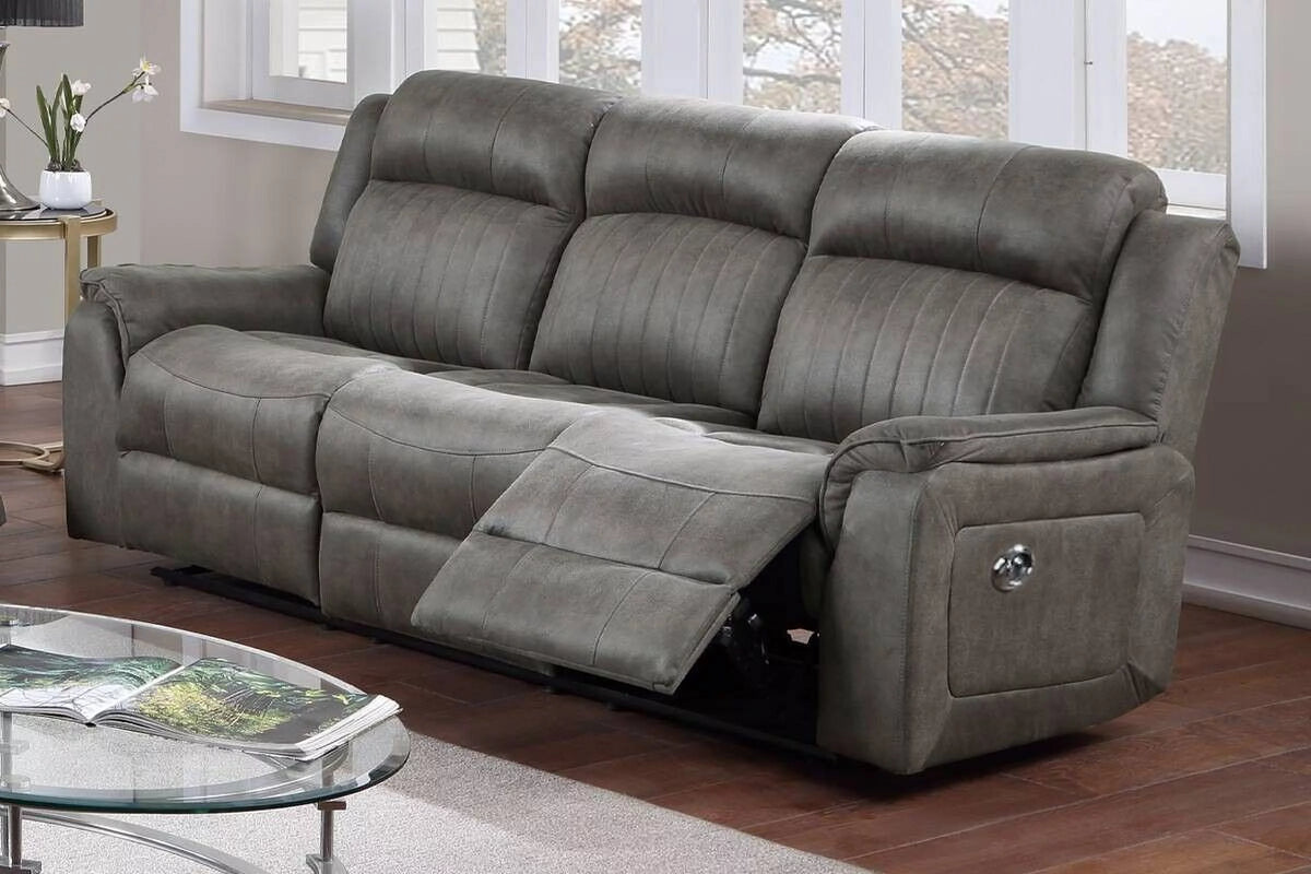 Slate Blue Leatherette Power Motion Reclining Sofa Set C203