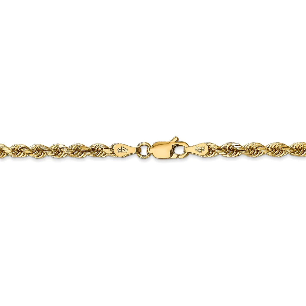 14kt Yellow Gold Diamond Cut Rope Chain 24 inch Lobster Clasp J1177