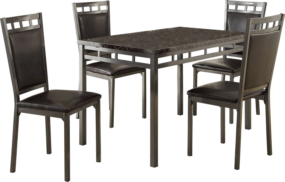 5-Piece Dining Set with Faux Marble Top Z210657