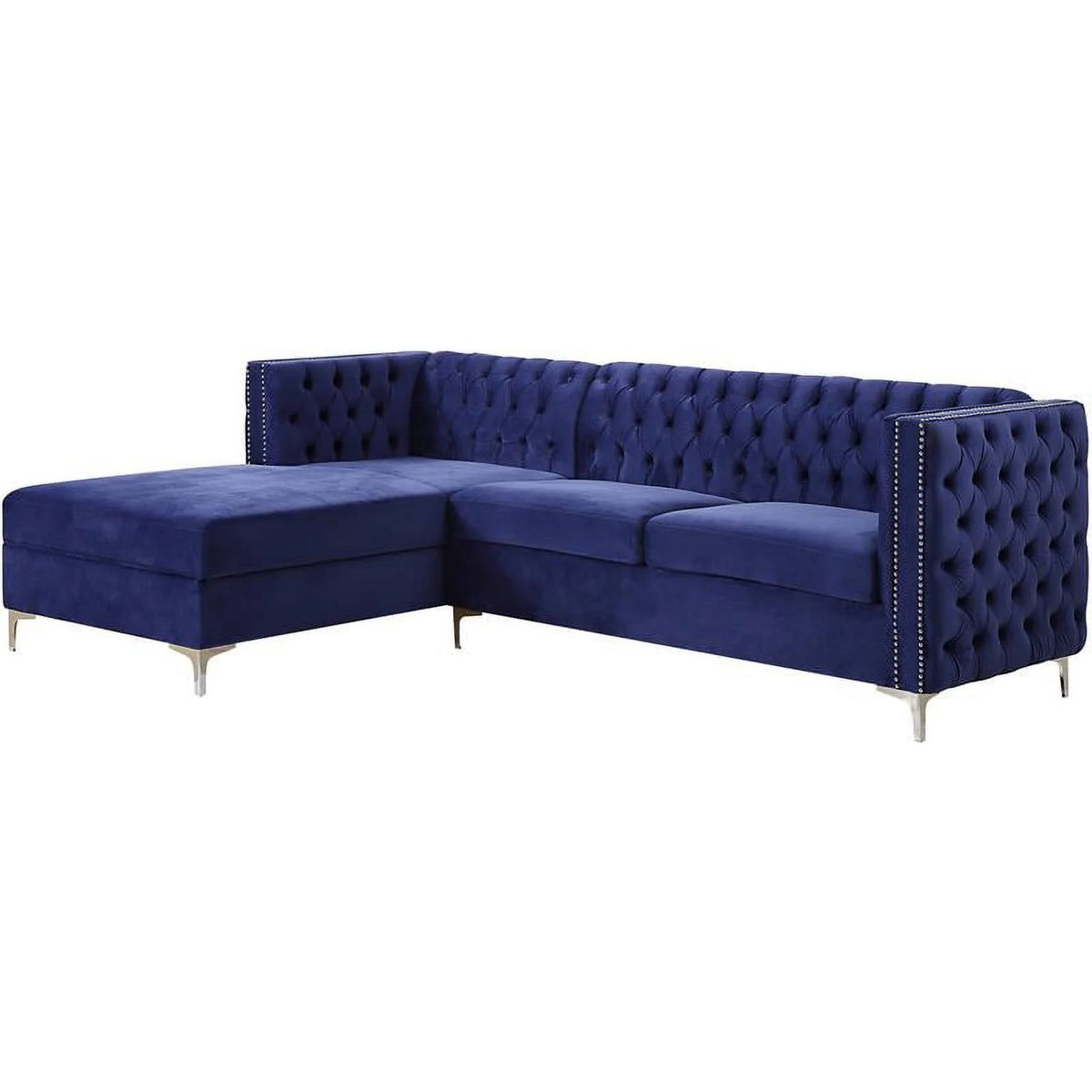 Navy Blue Velvet Sectional Sofa F308