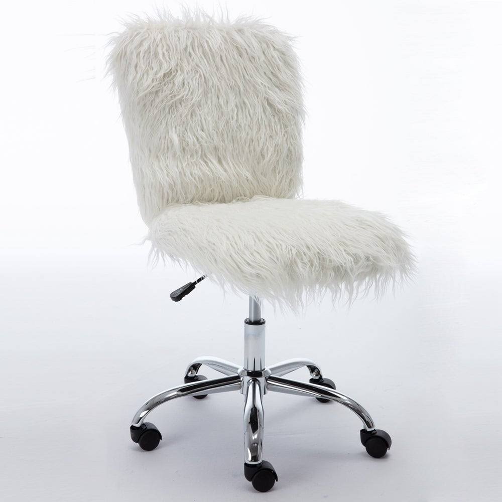 White Faux-Leather Armless Office Chair J401