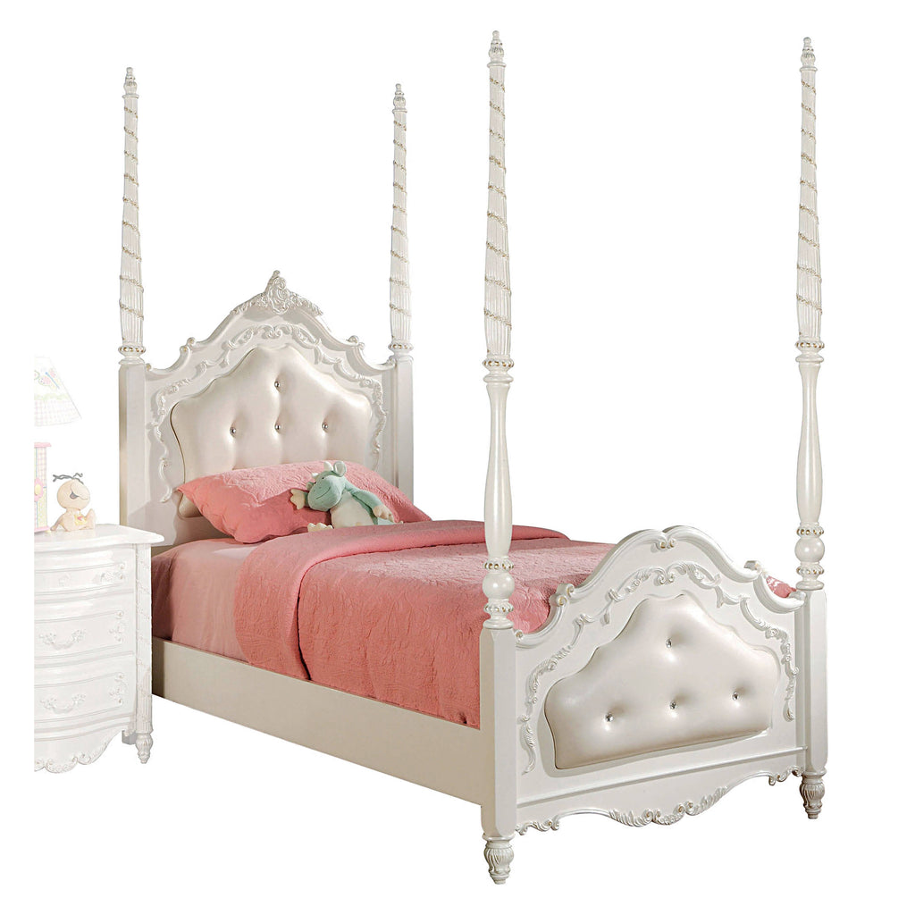 Pearl White Full Poster Bed A797