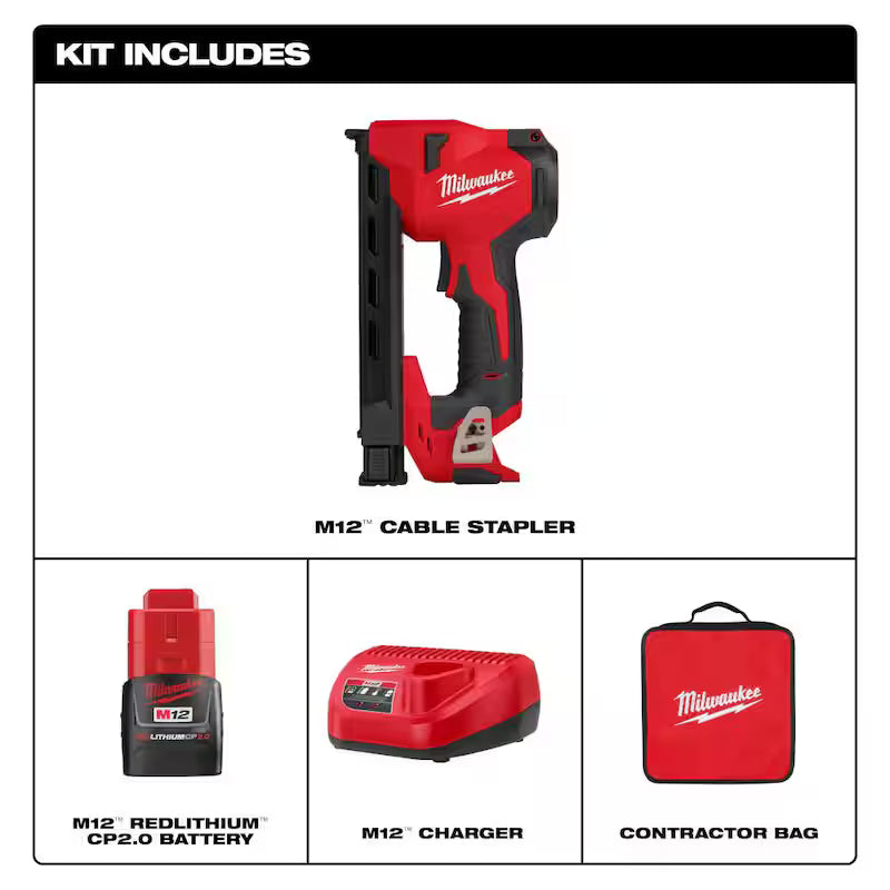 12-Volt Cordless Cable Stapler Nailer Kit with Battery, Charger and Bag T999483