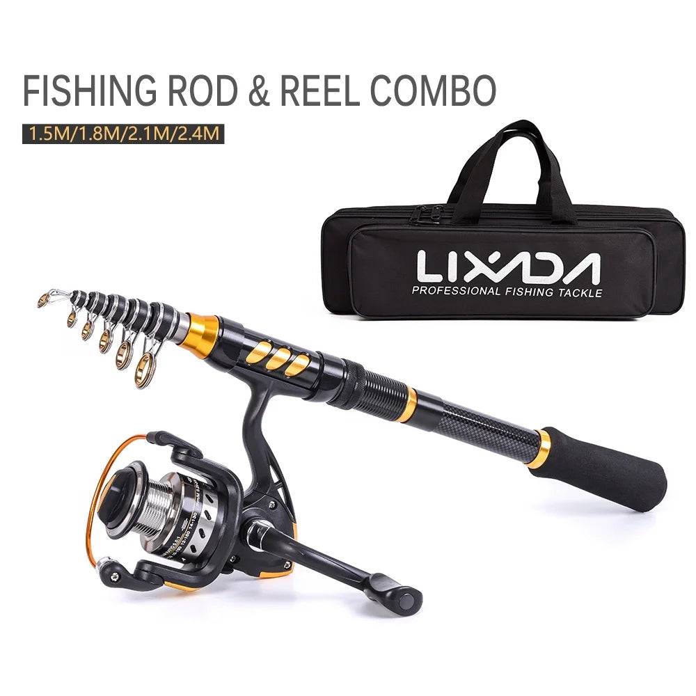Telescopic Spinning Rod Combo Kit 2PCS with Reel Line Lures Case W74855