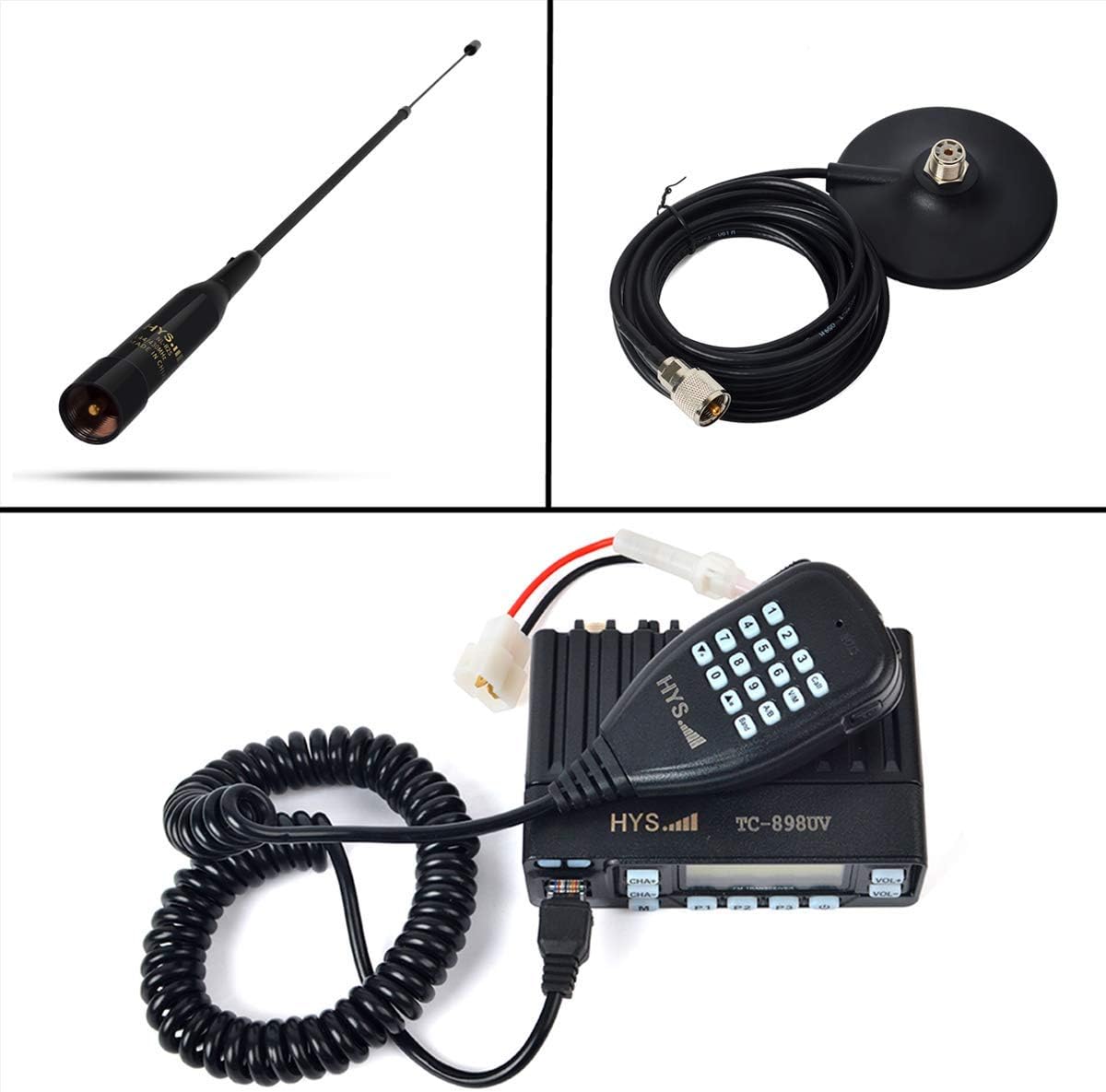 25W Dual Band VHF/UHF Mobile Transceiver with Magnetic Mount and Antenna O974