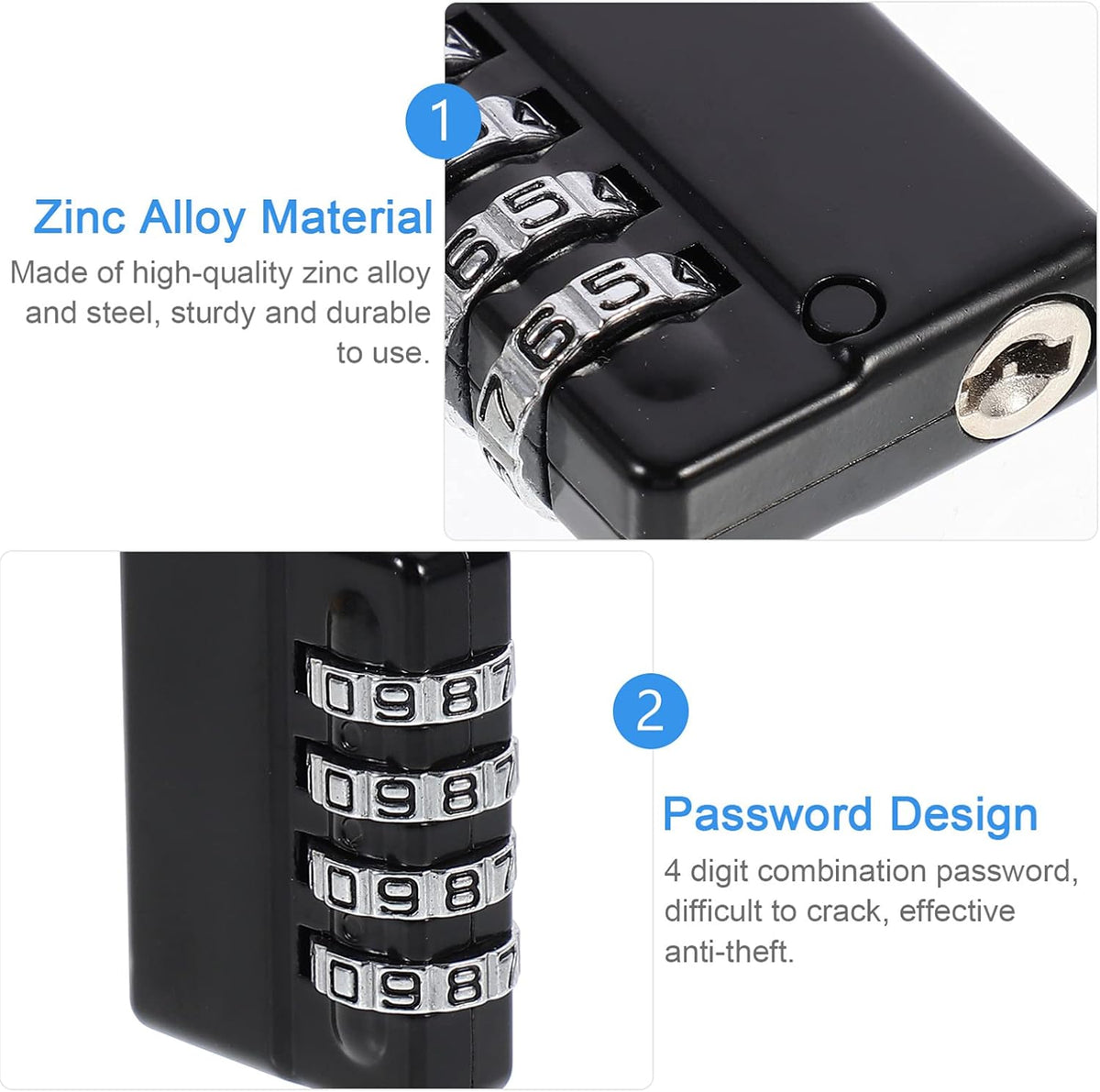 Resettable Waterproof Padlock with Keys I968