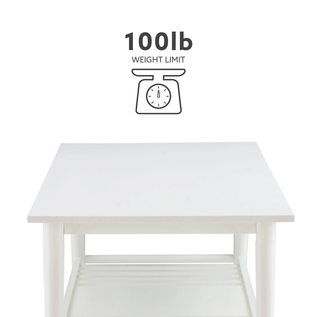 White Mid-Century Coffee Table with Shelf H75616