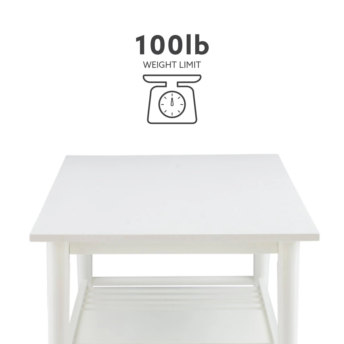 White Mid-Century Coffee Table with Shelf H75616