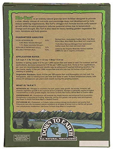 Organic Bio-Turf Lawn Fertilizer Mix 8-3-5, 6 lb I297