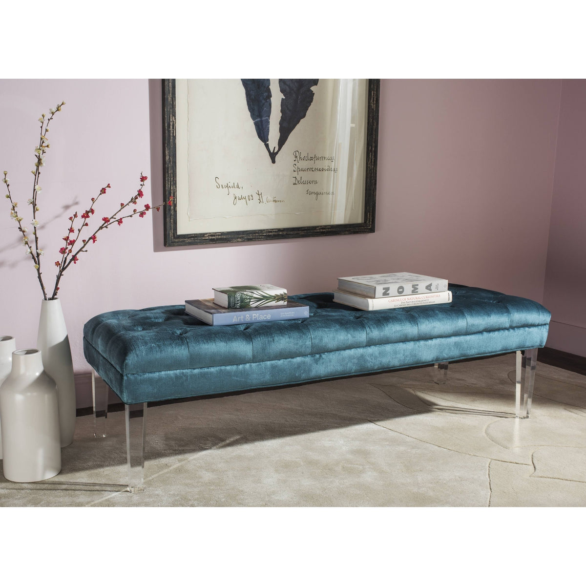 Cyan Tufted Bench Z58665